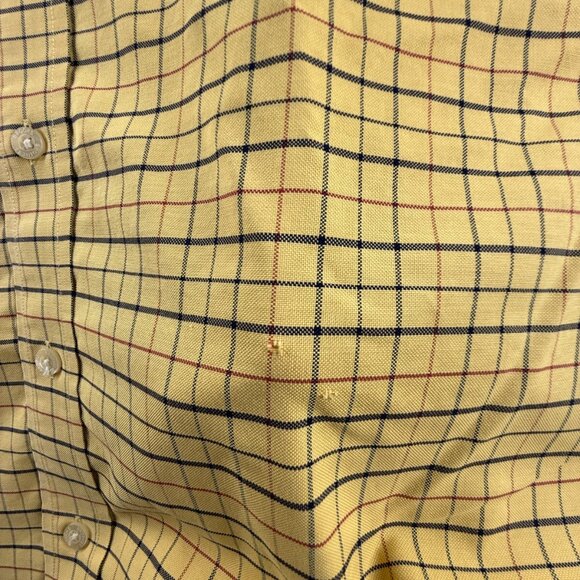 Brooks Brothers Oxford Cloth Button Down Yellow Check XL Non Iron Supima Cotton - Picture 8 of 16